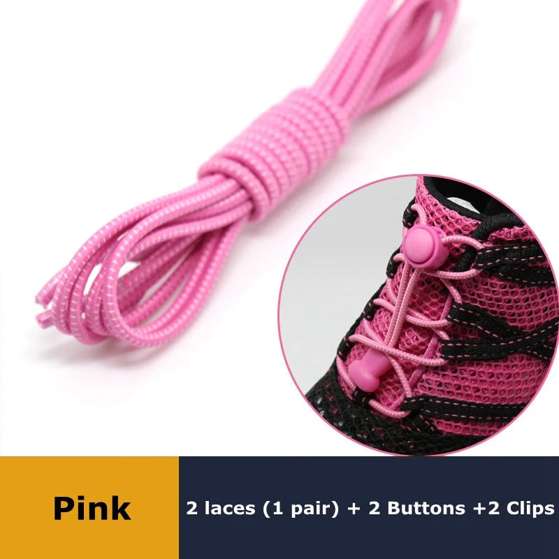 1Pair Shoelaces for Sneaker Elastic No Tie Shoe Laces Stretching Lock Lazy Laces Quick Rubber Shoelace Round Shoestrings Pi-Mart