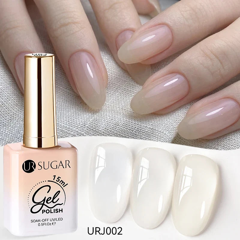 UR SUGAR 15ml Jelly Milky White Translucent Color Gel Polish Semi Permanent UV Gel Nail Art Soak Off Gel Varnish Latest Fashion Tri Light Beauty