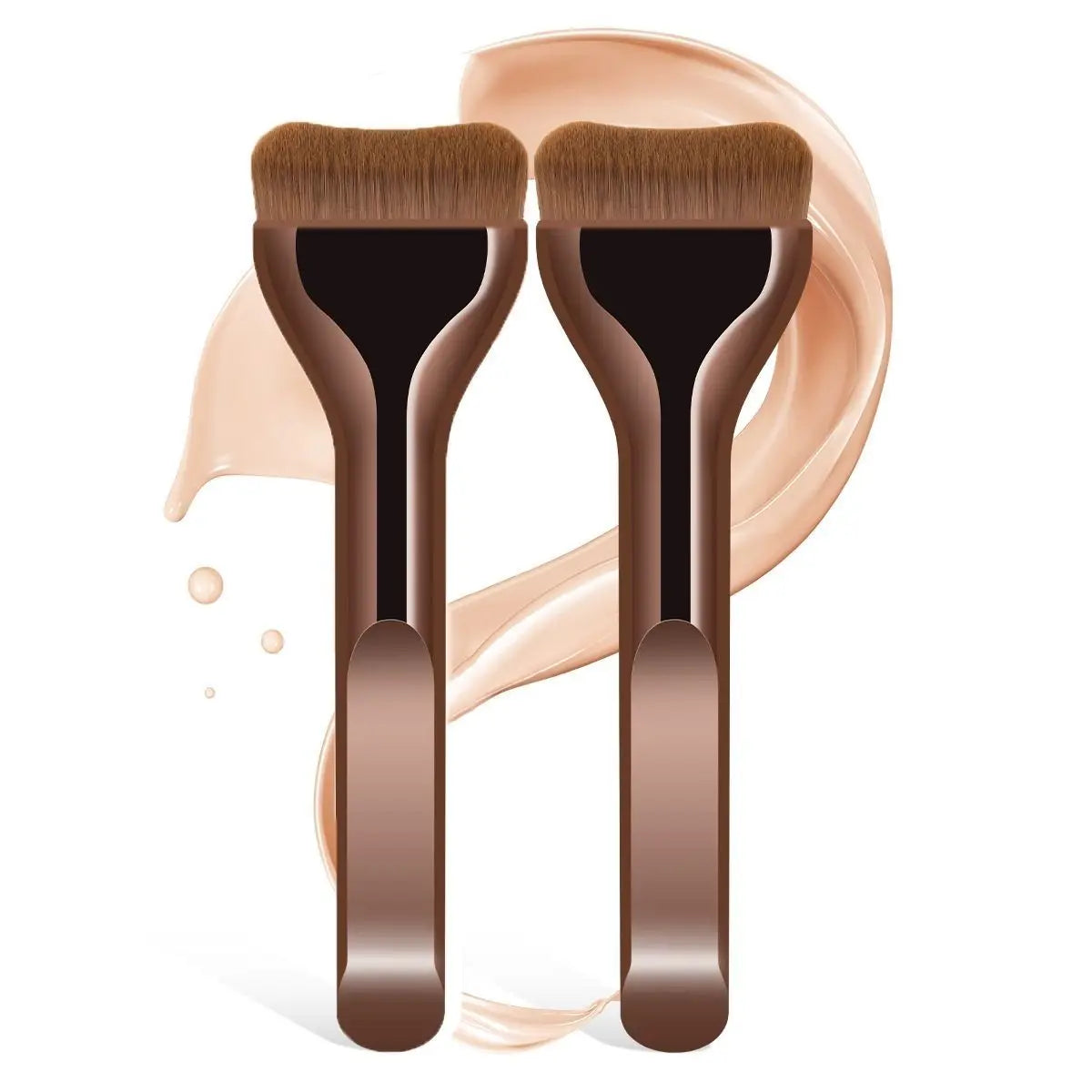 New 2Pcs Professional Foundation Makeup Brushes Soft Dense Hair for Blending Liquid, Cream Flawless Powder Makeup Beauty Tools Tri Light Beauty