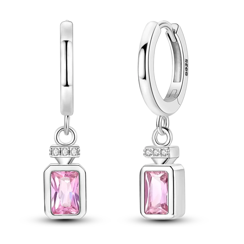 Genuine 925 Sterling Silver Love Feather Earrings Fit Original Charms Hoop For Women Girls Stud Earring Fine Jewelry Gifts Pi-Mart