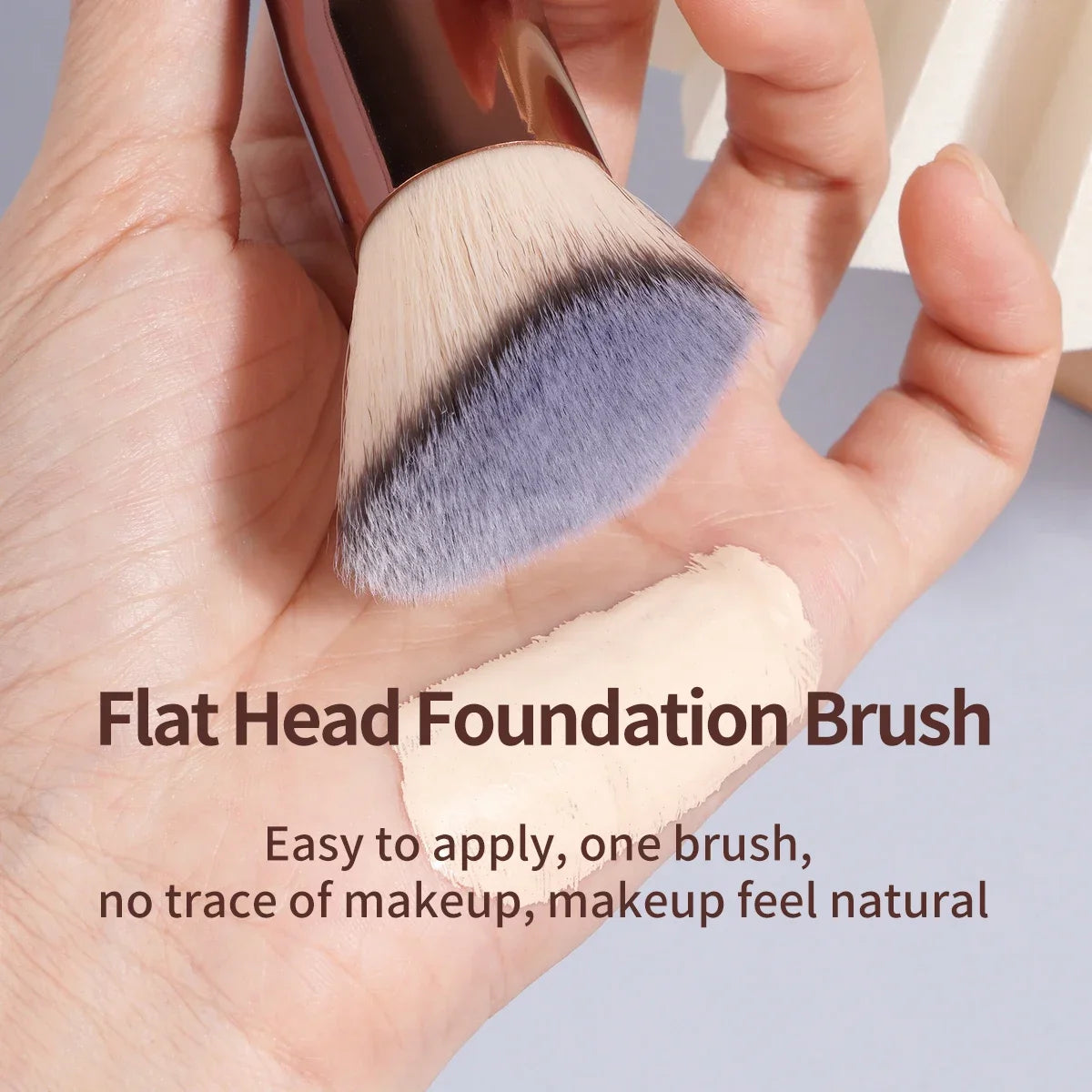 MAANGE 2PCS Foundation Makeup Brush Set Flat Angled Kabuki Powder Blush Brush For Liquid Soft Bristles Cosmetic Makeup Tools Tri Light Beauty