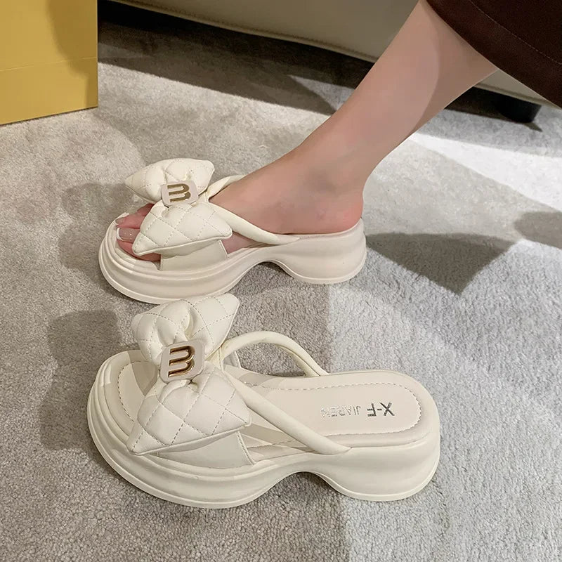 2024 summer New Fashion Women Shoes Slippers Comfortable Platform Shoe High Heels Leisure flower outdoor beach Slipper Women Pi-Mart