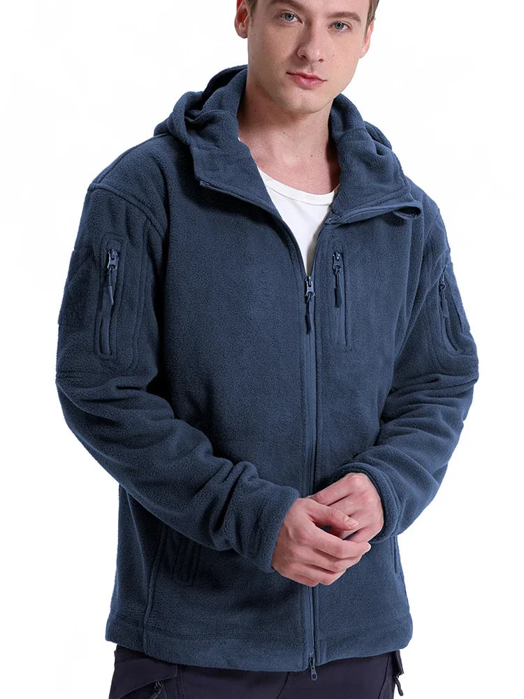 Men's Hunting Fleece Jacket Hiking Hunting Outdoor Fleece  Tactical Jacket Winter Warm Full Zip Military Hoodies Multi-Pockets Pi-Mart