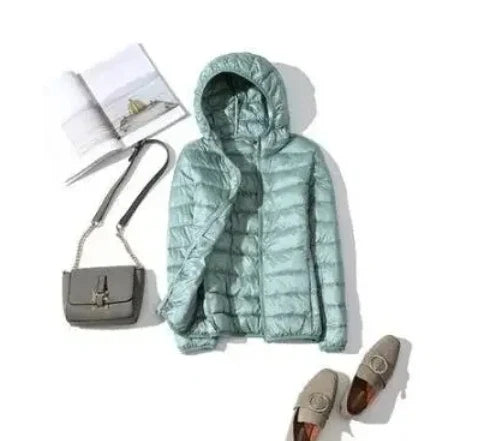 8XL Cheap Ultra Light Down Winter Warm Hooded Feather Puffer Jacket For Girl Short Spring Autumn Coat Female Women Big Size Duck LadyShow.Store