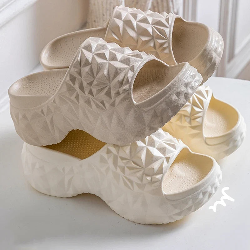 Women's Chunky Platform Slippers Summer Comfort Soft Thick Bottom Slides Woman for Sandals New Open Toe Non-slip Beach Shoes LadyShow.Store
