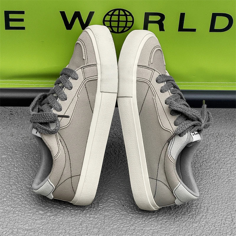 Mens Cowboy canvas Shoes Breathable Trend Mens board Shoes Thick Sole Trend Comfortable student Skateboard Trainers Footwear Pi-Mart