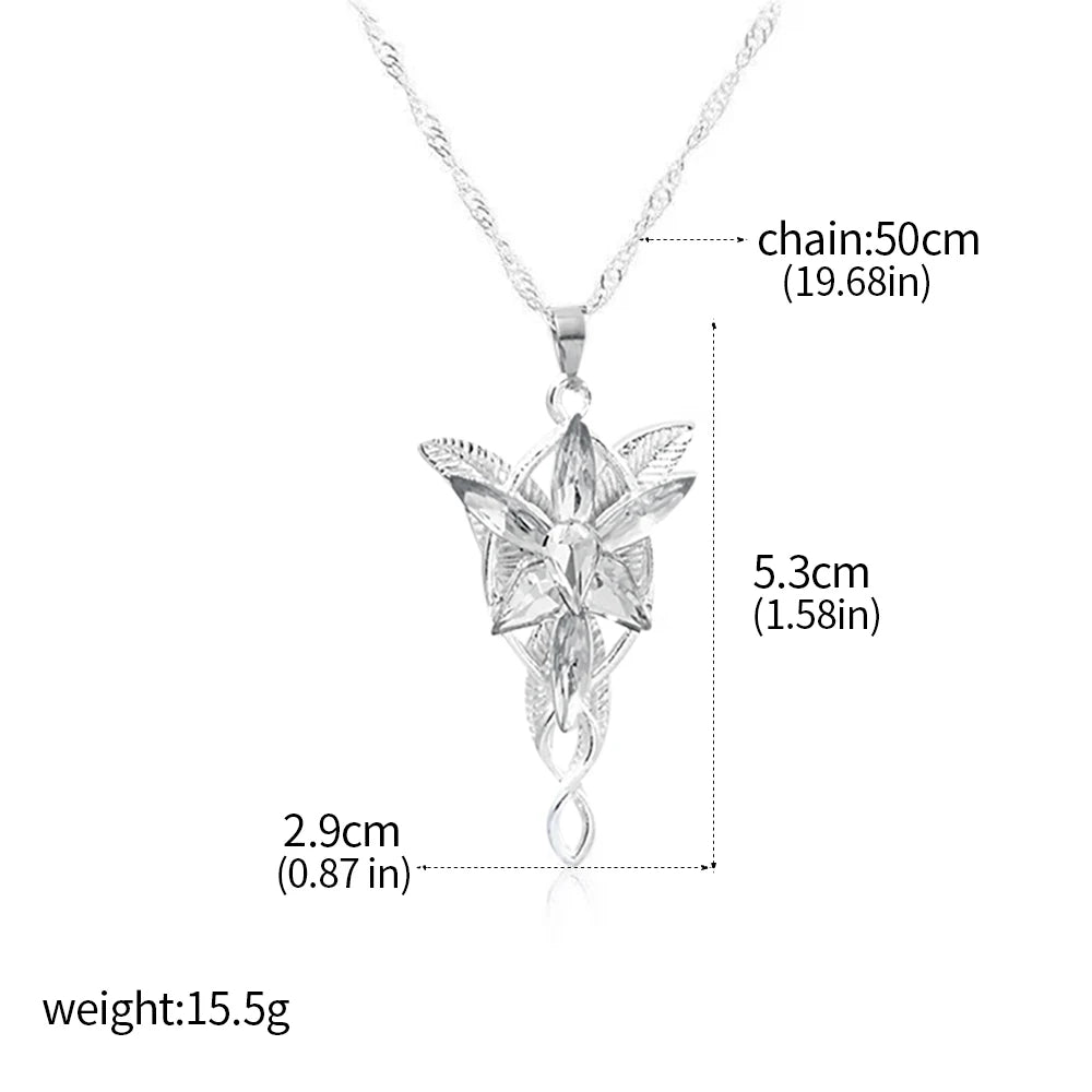 Movie The Lord Arwen Evenstar Necklace Elf Princess Arwen Twilight Star Crystal Pendant Necklaces for Women Choker Jewelry Gift Pi-Mart