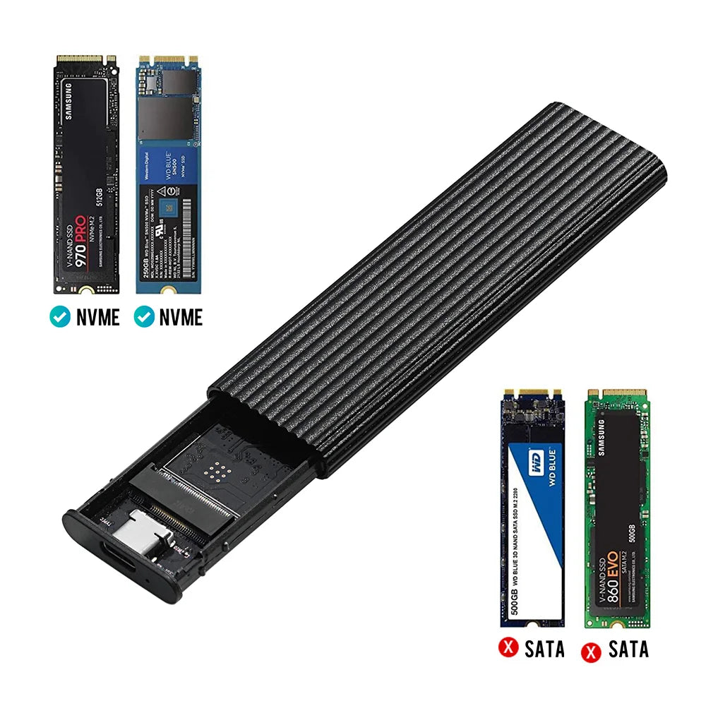 USB3.1 M.2 SSD Enclosure Mobile Case Supports NVME Protocol To Type-C Solid Metal External Hard Disk Case Laptop Phone SSD Pi-Mart