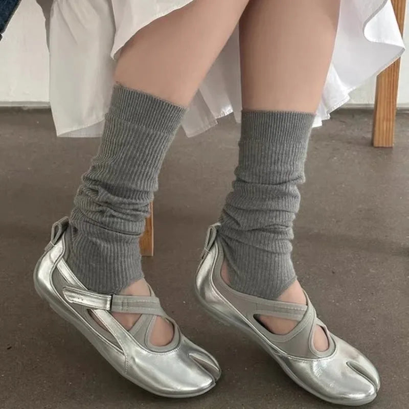 Cross Split Toe Mary Jane Single Shoes Women 2026 New Versatile Flat Ballet Casual Shoes Pi-Mart
