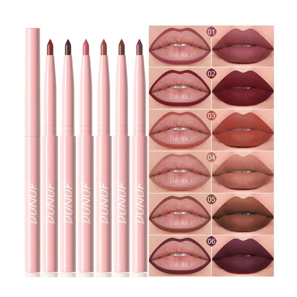 6Pcs Velvet Matte Lip Liner Pencil Set High Pigment Smooth Silky Texture Easy to Color & Define Lip Contours Daily Lip Makeup Pi-Mart