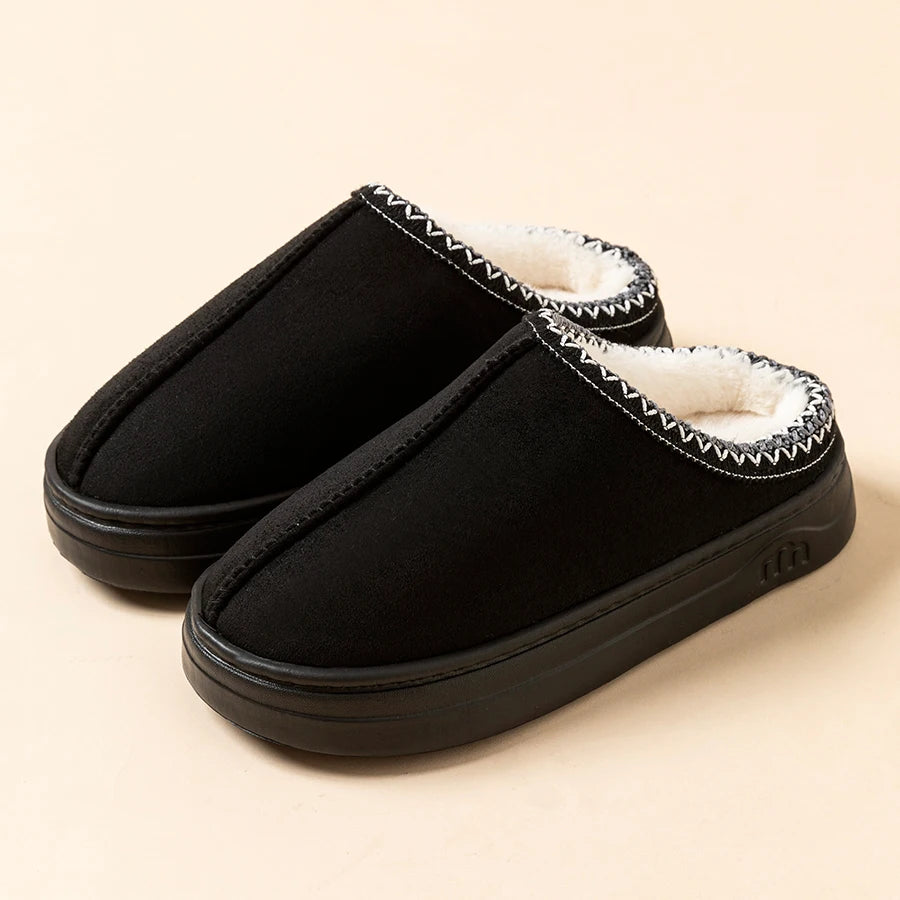 Winter Women's Slipper Fashion Fuzzy Fur Anti-slip Soft Sole Outdoor Indoor Warm Comfort Men Leisure Plush Houseshoes Couple Pi-Mart