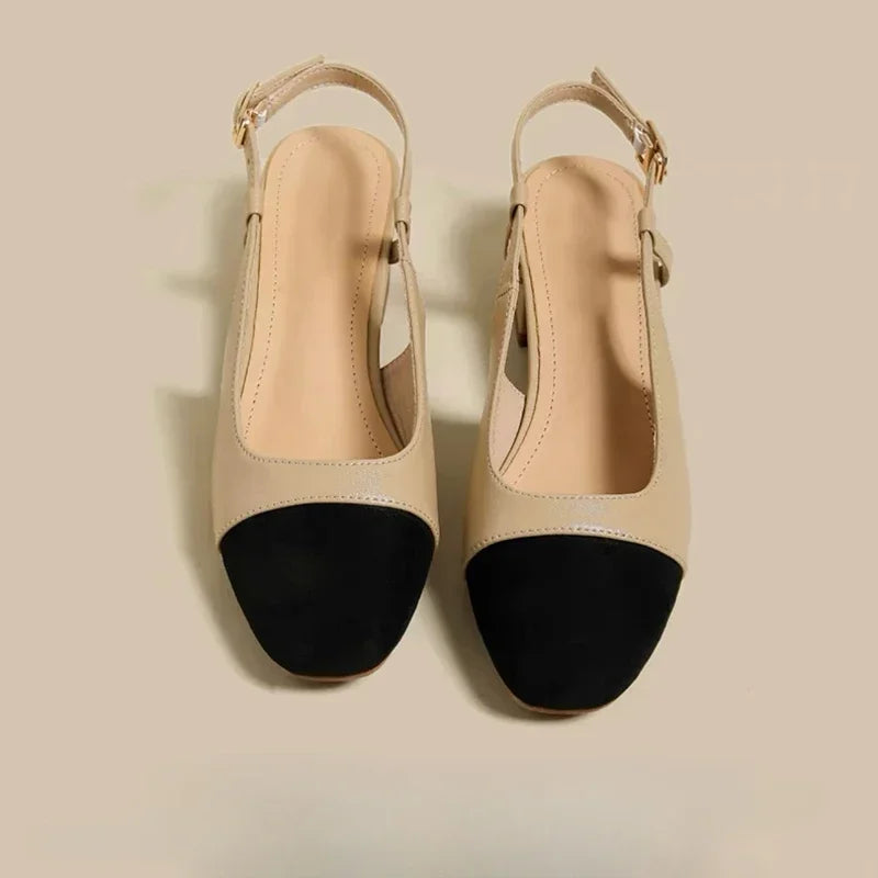 New 2025 Summer Women's Sandals Elegant Medium Heel Toe Mules Comfortable Office Women's Shoes Buckle Heels Dress Shoes LadyShow.Store