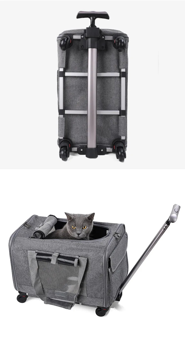 Pet Carrier with Wheels for Dogs Up To 15lbs & Cat  Airline Approved Dog Carrier Rolling Pet Carrier Foldable Pet Stroller Pi-Mart