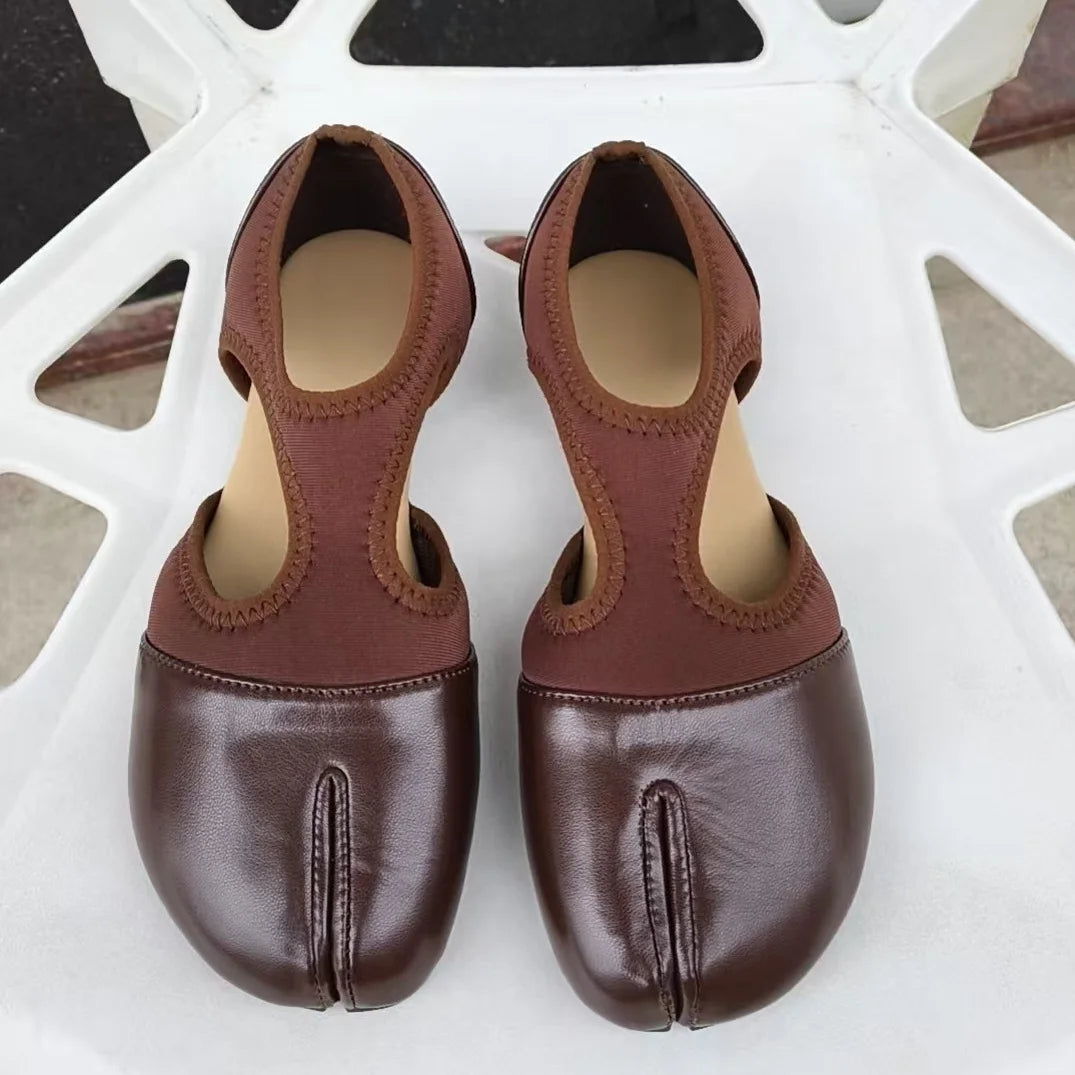 Women Brand Mary Janes Shoes Summer Split Toe Tabi Walking Sneakers Casual Splicing Loafers Designer Ballet Flats Shoes балет Pi-Mart