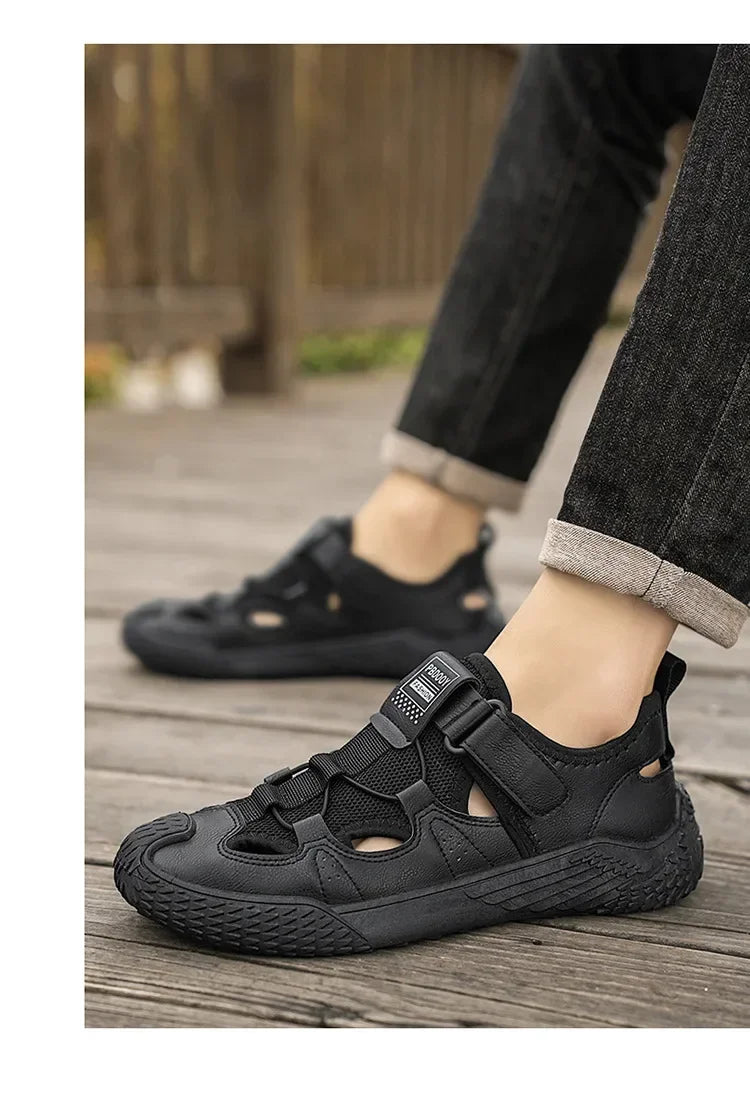 Large Size Sandals for Men, 2026 New Style, Trendy, Versatile, Casual Sports Sandals, Soft-Soled Hollow Beach Shoes for Men Pi-Mart