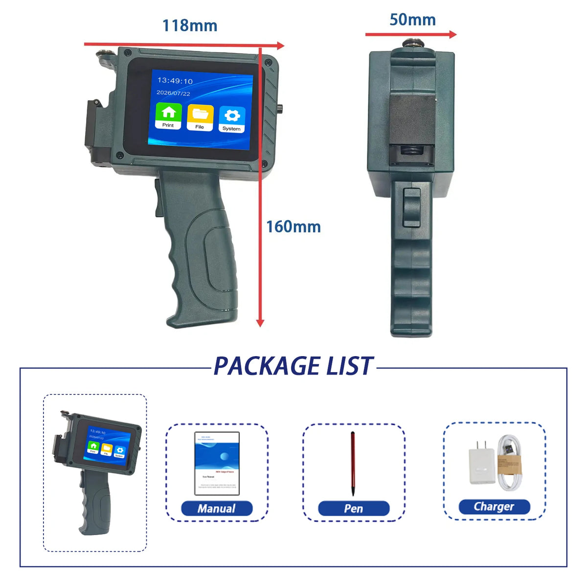 DCODE DC15 12.7mm Portable Handheld Inkjet Printer Lightweight Coding Machine Logo QR Barcode Text Image Date Handheld Printer Pi-Mart