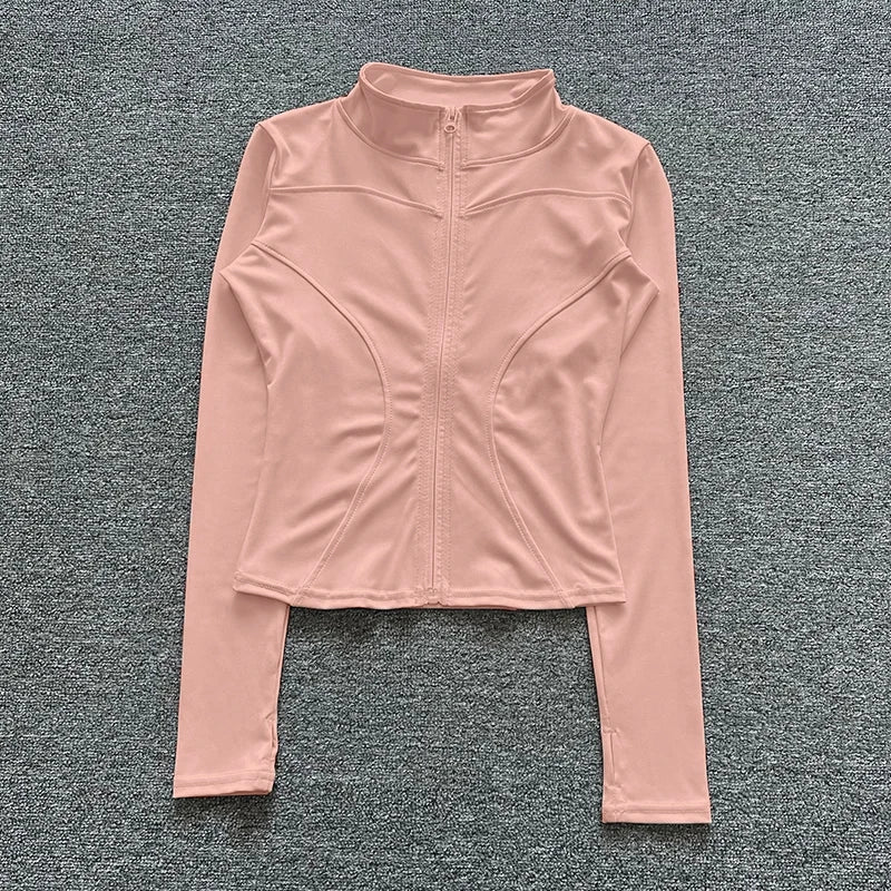 Women Sport Jacket Long Sleeve Shirt Workout Coat Gym Training Clothing Yoga Sportswear LadyShow.Store