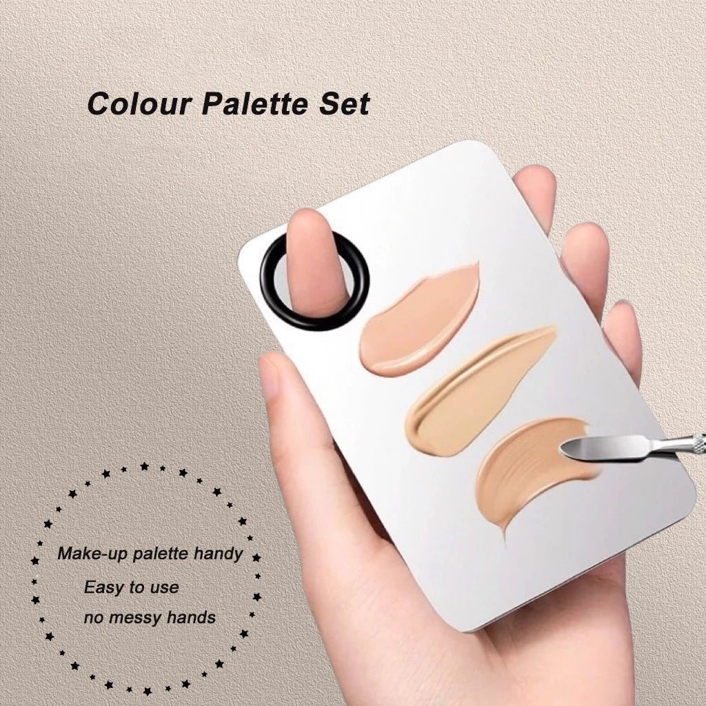 Makeup Mixing Palette Foundation Lipstick Eye Shadow Stainless Steel Mixer Palette with Spatula Mixing Stick Beauty Tools Nail-A Pi-Mart