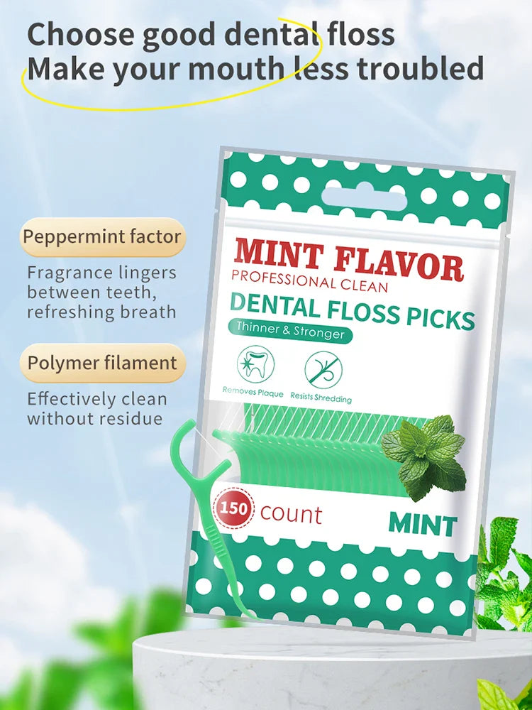 Mint dental floss stick - home portable disposable care dental floss stick - oral care - deep cleaning - interdental cleaning pr Tri Light Beauty