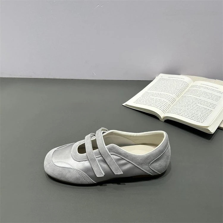 2026 Spring Autumn Women's Mary Janes | French Style Canvas Slip-on Flats | Wide Toe Box Velcro Soft Sole Casual Shoes Pi-Mart