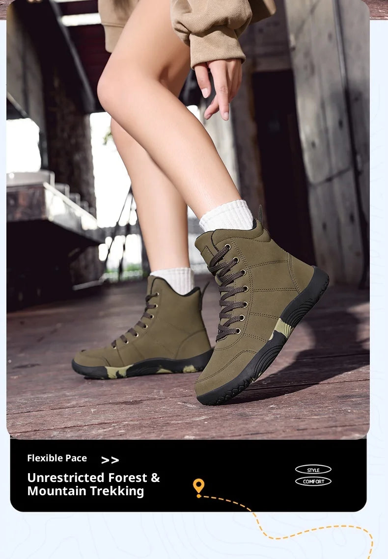2026 New Unisex Sports Shoes Lightweight And Non Slip Walking Shoes Comfortable High Top Solid Color High-Quality Hiking Shoes Pi-Mart