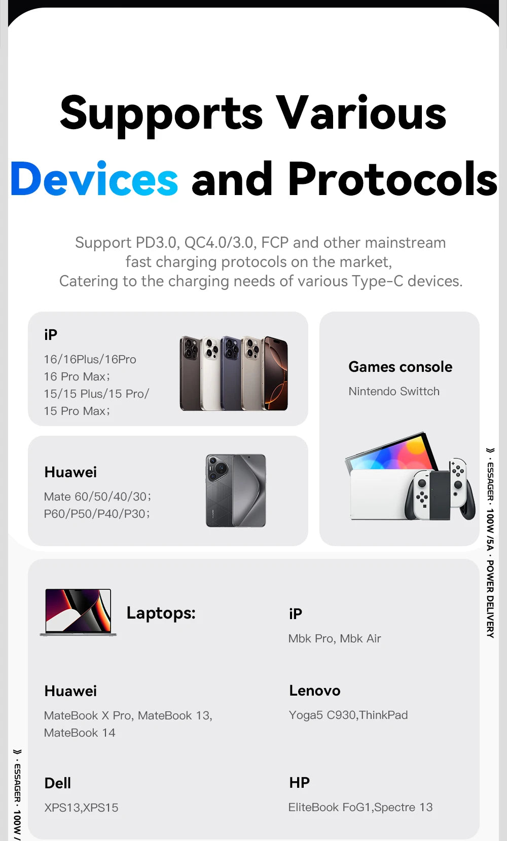 Essager Digital Dispaly USB C Cable For iPhone 17 16 15 Xiaomi Huawei 100W PD Fast Charging For Macbook iPad Type C to C Cable Pi-Mart
