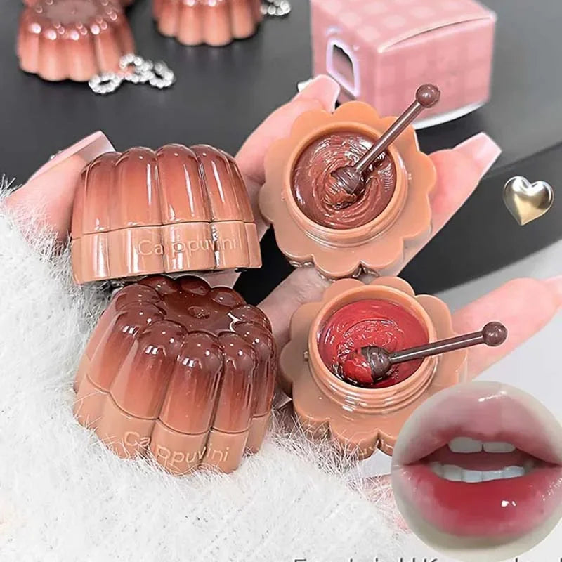 Jelly Solid Water Mirror Lip Gloss Shine Plumping Lip Balm Light Red Brown Natural Lasting Moisturizing Lip Tint Lipstick Makeup Pi-Mart
