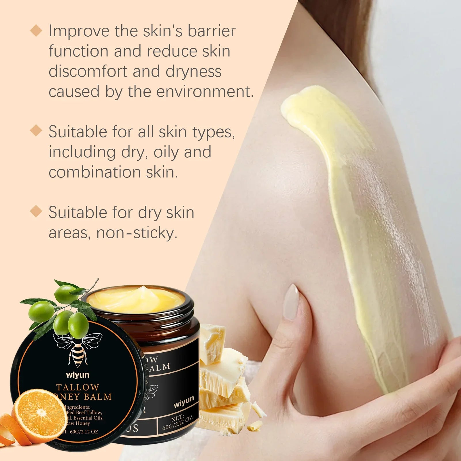 Tallow Honey Cream Glow Hydrating Skin Improve Elasticity Soft Bleaching Improve Dullness Firming Face Body Moisturizer Lotion Tri Light Beauty