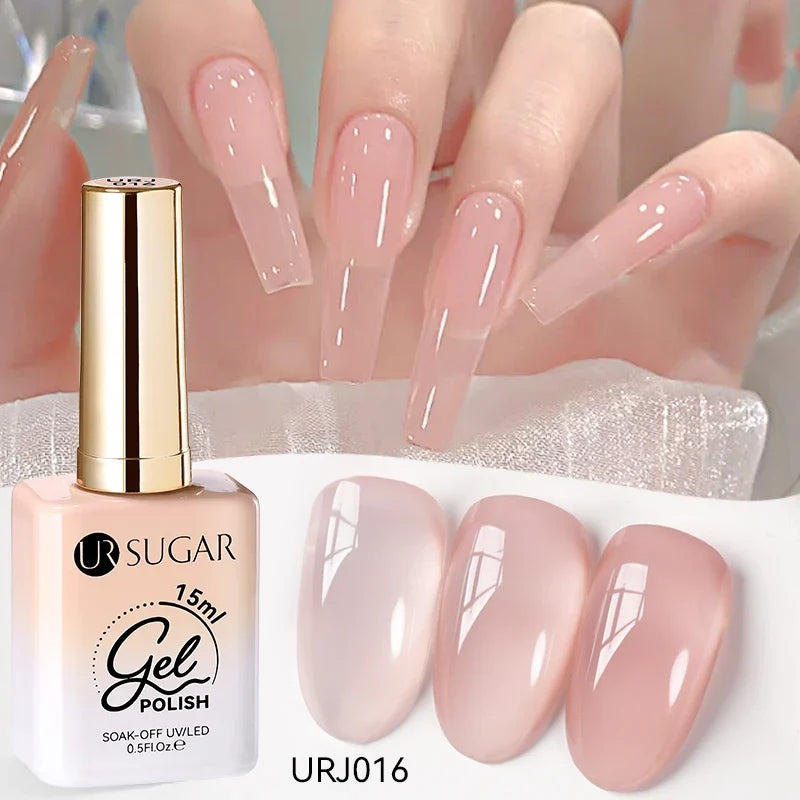 UR SUGAR 15ml Jelly Milky White Translucent Color Gel Polish Semi Permanent UV Gel Nail Art Soak Off Gel Varnish Latest Fashion Tri Light Beauty