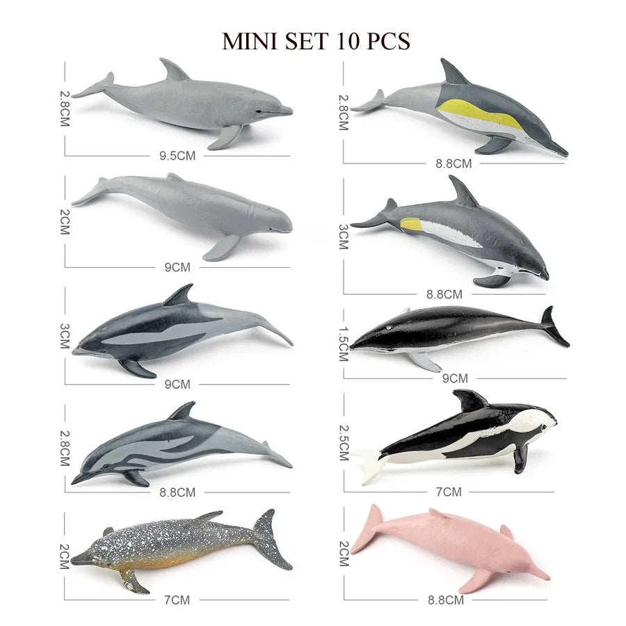 Realistic Mini Ocean Animal Figurines Plastic Marine Sea Creatures Whale Shark Dolphin Turtle Penguin Model Playset Gift for Kid LadyShow.Store