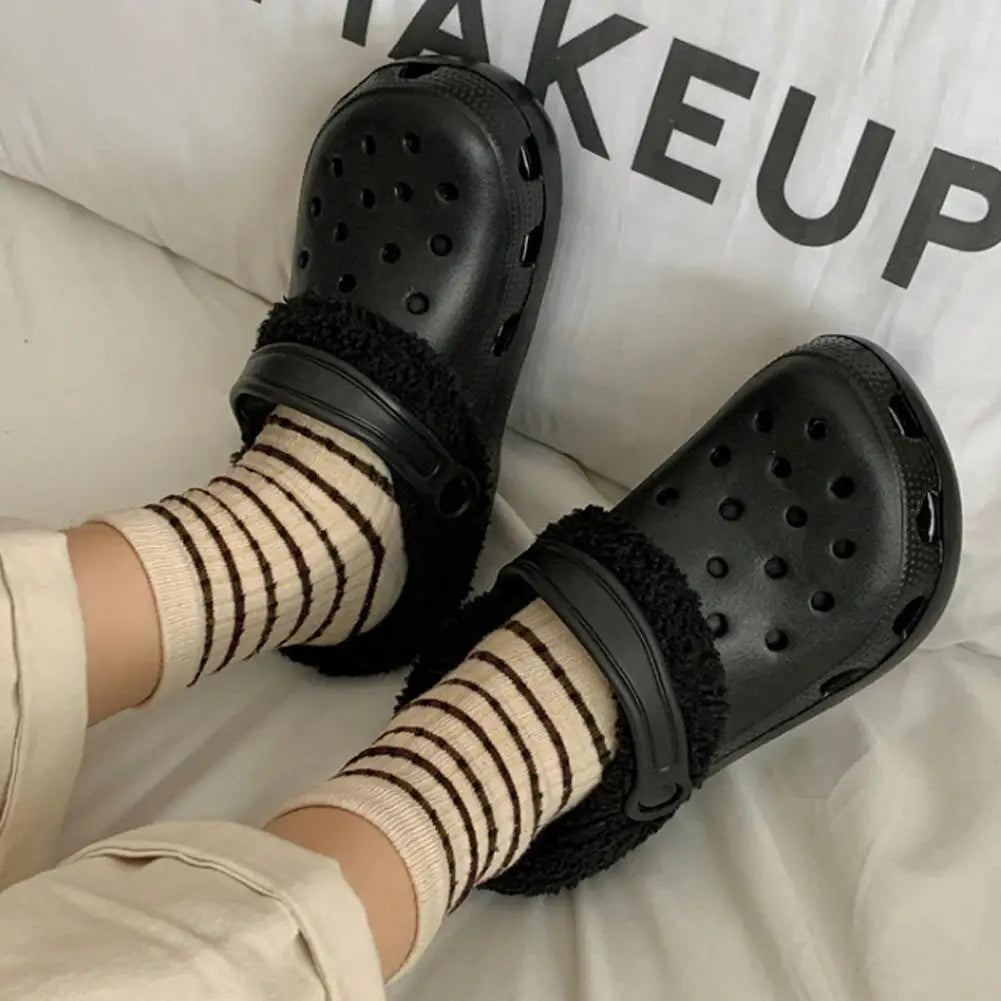 Autumn Winter Plush Liner Warm Hole Shoes With Detachable Thicken Soft Shoe Cover Fashion Versatile Slippers Lining Accessories Pi-Mart