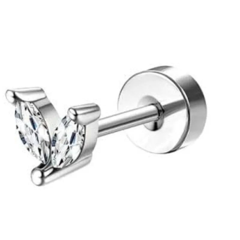 Bobisty 1pc Earrings for Sensitive Ears Surgical Stainless Steel Earrings for Women Dainty Flat Back Earring Stud Hoop Cartilage Pi-Mart