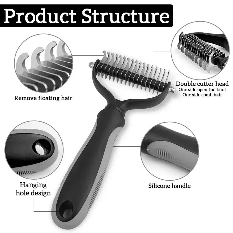 Double Sided Stainless Steel Pet Grooming Brush Dog Cat Hair Remover Comb Tangle Removal Pet Supplies Pi-Mart