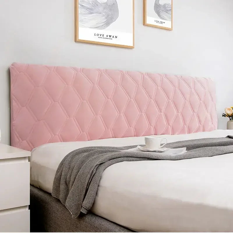 All-inclusive Super Soft Smooth Quilted Head Cover Thicken Velvet Headboard Cover Solid Color Bed Back Dust Protector Cover Pi-Mart