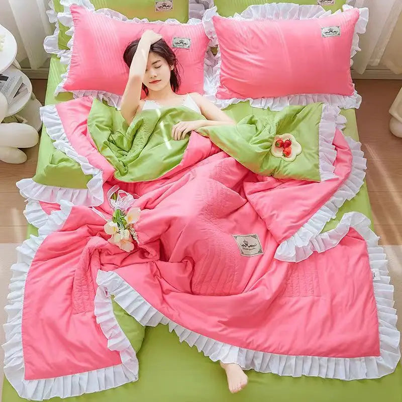 Summer Quilted Blanket Comforter Duvet Cover for Single Double Bed Air Condition Quilt Student Car Kids Adult Bed Cover Bedding Pi-Mart
