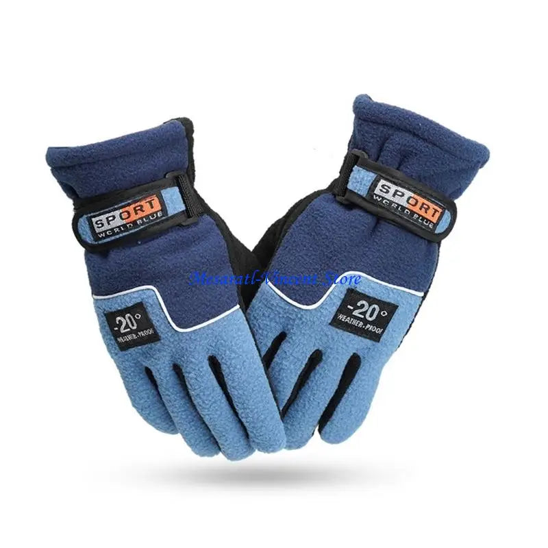 A70F Winter Warm Thermal Motorcycle Gloves Fleece Mittens For Women Men Snow Sports Hiking Back Windproof Lightweight Pi-Mart