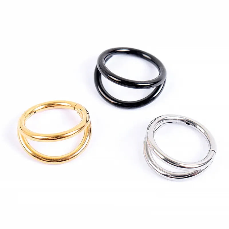 Double Septum Rings Nose Rings Hoops Cartilage Hoop Earring Piercing Nose Open Stacked Hoop Nose Rings 16G 18G 20G 6/8/10mm Pi-Mart