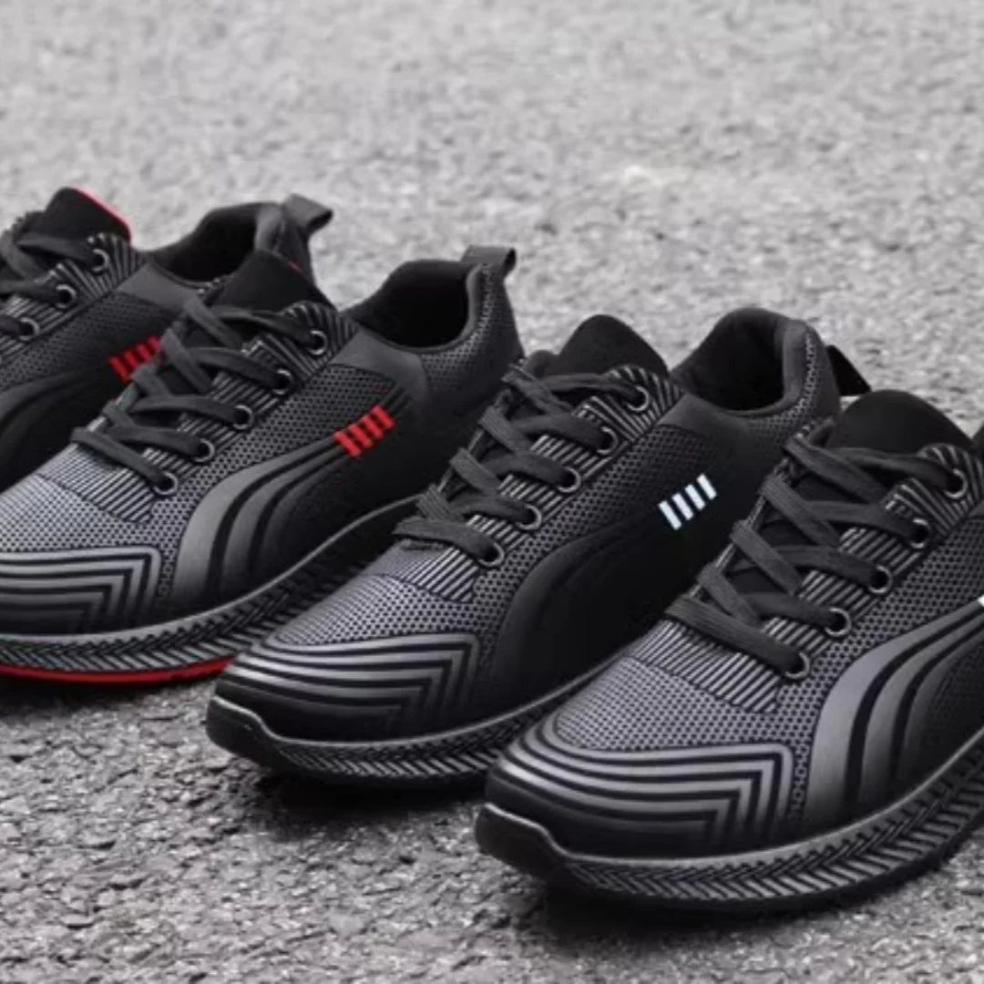 Waterproof Men's Sneakers Casual Running Shoes Soft Bottom Black Leather Sports Shoes Pi-Mart