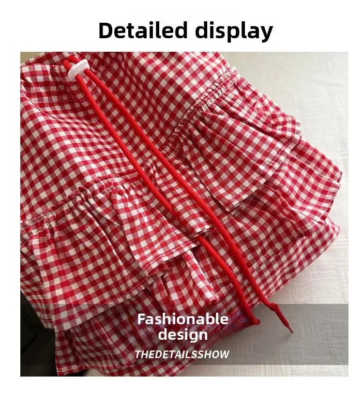 Large Capaci Cute Plaid Cotton Tote Bag  Lace Trim Women's Summer 2025 Simple Lady Handbag Soft Shoulder Bags Bolsa Feminina Pi-Mart