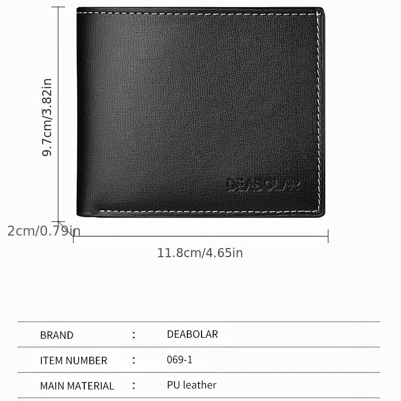 Pu Leather Men Short Wallet Thin Style Folding Young Men Credit Card Holder Wallet Pi-Mart