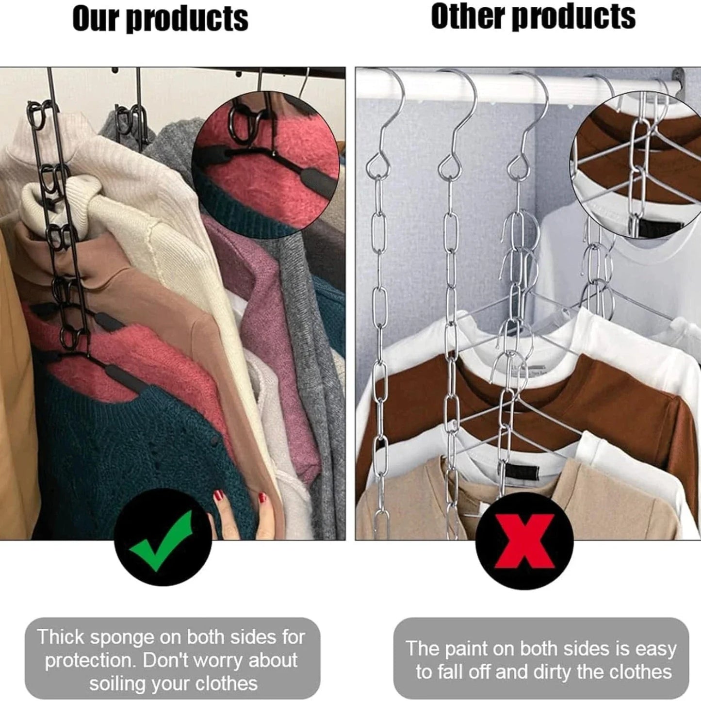 5pcs Multi-Tier Hanging Closet Hanger with Hooks Space-Saving Organizer for Closet Coats Shirts Dresses Jackets Hanging Storage LadyShow.Store