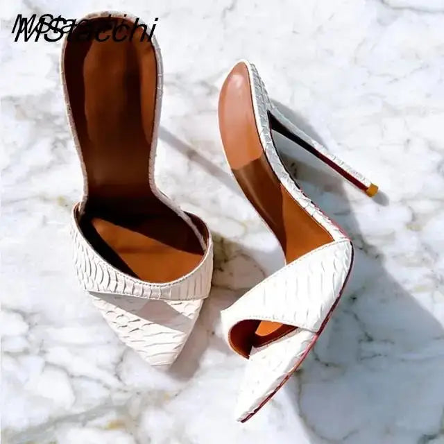 Super-high Heel Slippers Women Shoes Summer Peep Toe Mixed Colors Stiletto Sandals Sexy Party Ladies Shoes Luxury Woman Pumps LadyShow.Store
