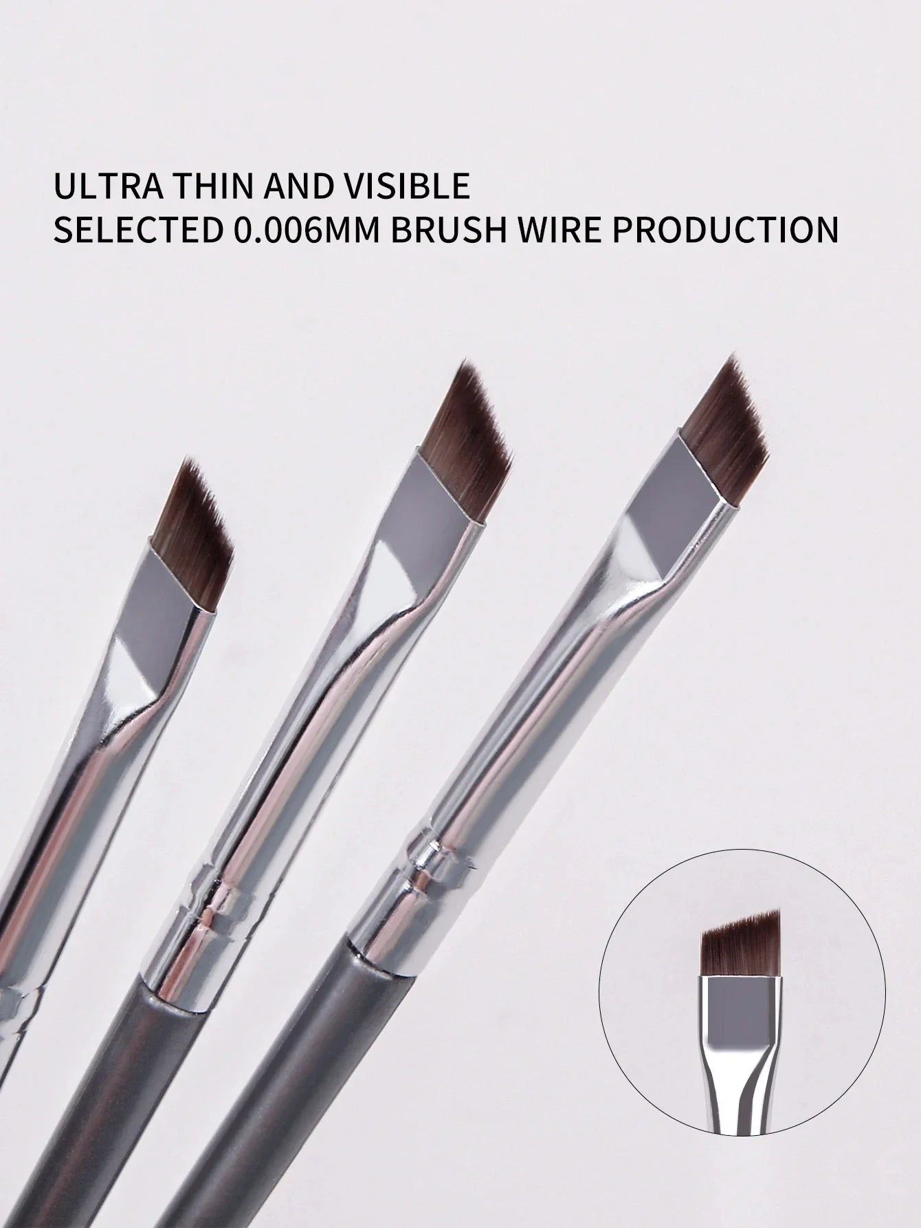 12pcs silvery Super Thin Blade Eyeliner Brush & Soft Makeup Brush Set, Portable Eyebrow Brush & Multipurpose Cosmetic Tool Tri Light Beauty