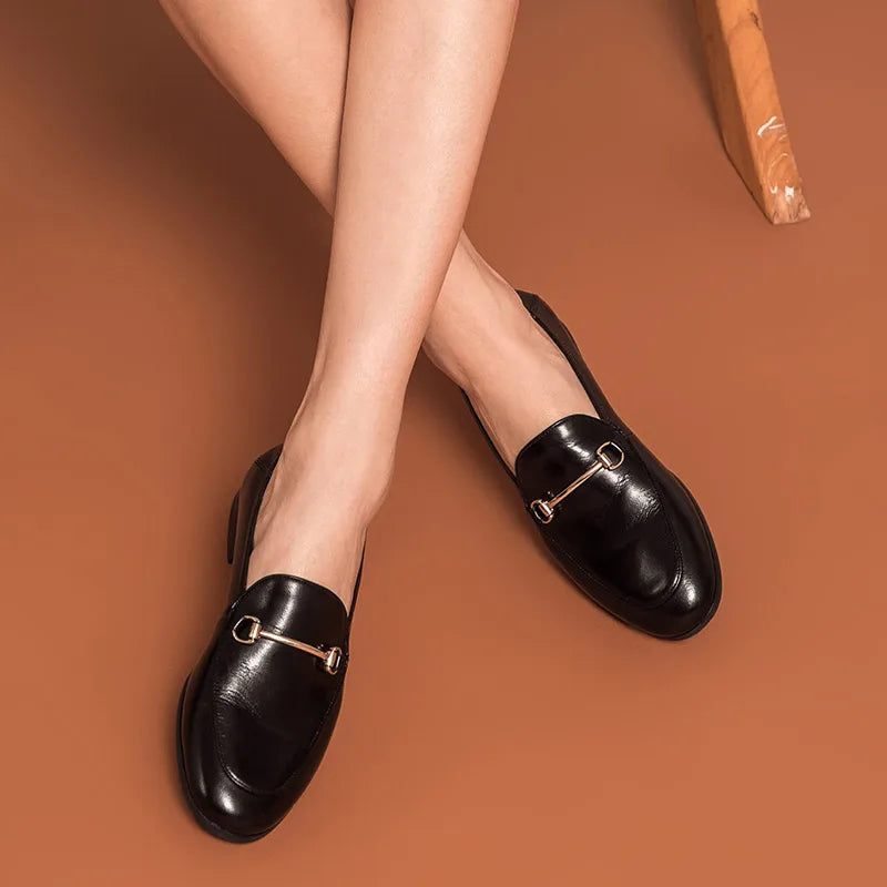 BEAUTODAY Dress Shoes Women Loafers Cow Leather Sheepskin Rubber Formal Business Suit Ladies 2025 Spring Autumn Handmade 27171 LadyShow.Store