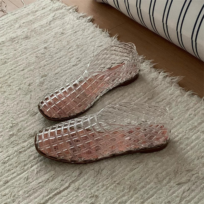 XIXITIAO Women's Sandals Fashion Openwork Sandals Summer Comfortable Anti-slip Flat Jelly Shoes Hollow Outdoor Slip On Footwear LadyShow.Store