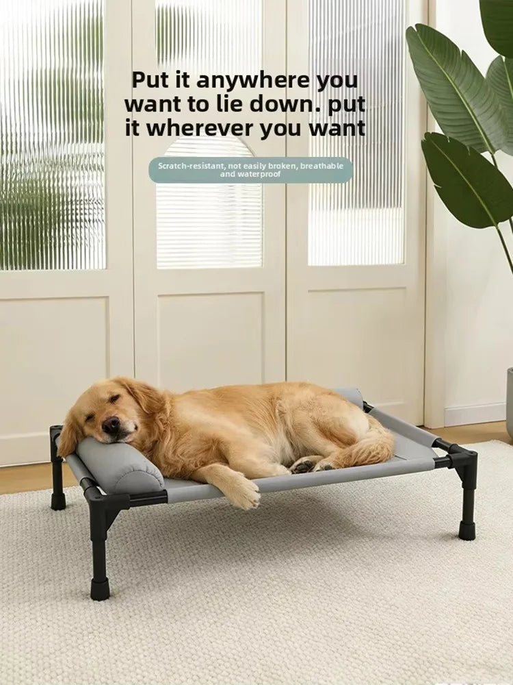 Elevated Cooling Mesh Dog Cot Breathable Moisture Resistant Bed With Pillow Four Seasons Use Indoor For Dog Cat Pet Supplies Pi-Mart
