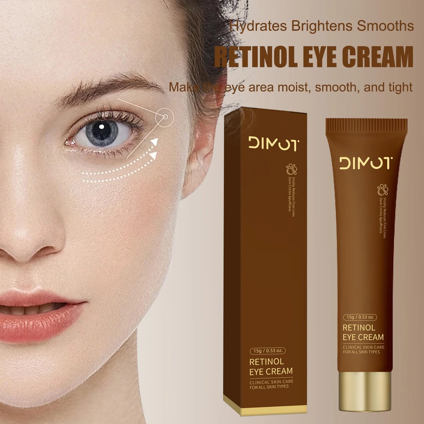 Retinol Eye Cream Anti Wrinkles,Anti Puffiness Remove Dark Circle Eye Bag Hyaluronic Acid Moisturize Peptides Soothe Skin Care Pi-Mart