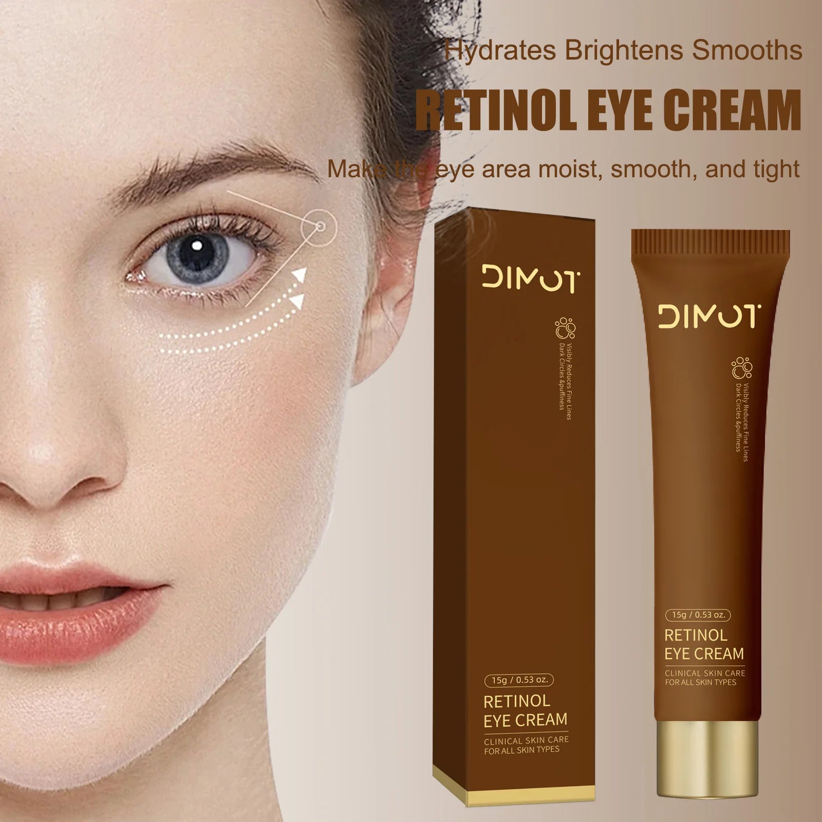 Retinol Eye Cream Anti Wrinkles,Anti Puffiness Remove Dark Circle Eye Bag Hyaluronic Acid Moisturize Peptides Soothe Skin Care Pi-Mart