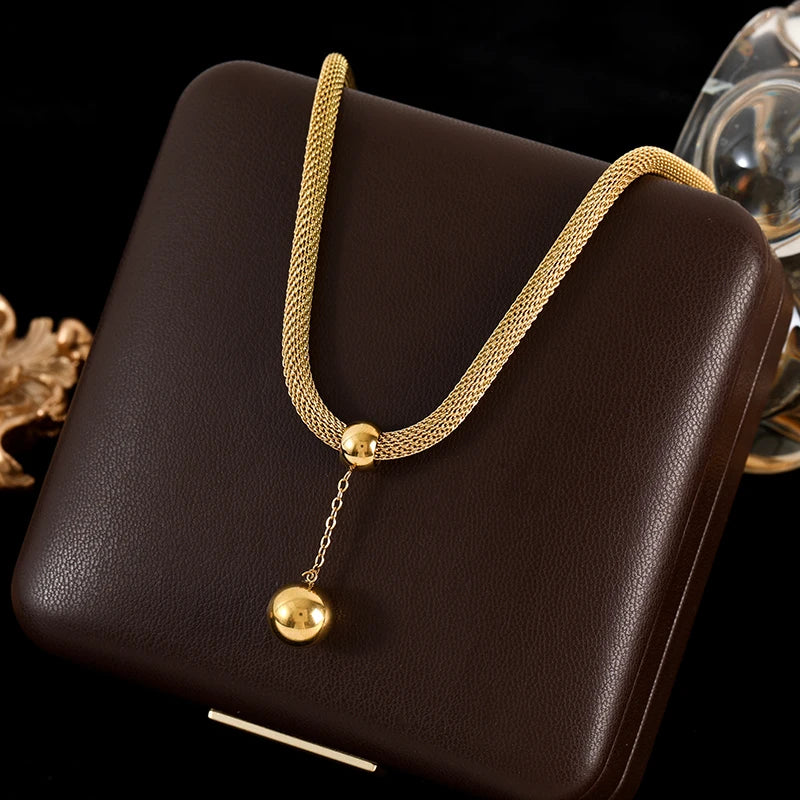 GANEMLY 316l Stainless Steel Luxury Bling Cubic Zirconia Eye Droplets Pendant Necklace Women Chic Romantic Waterproof Jewelry Pi-Mart
