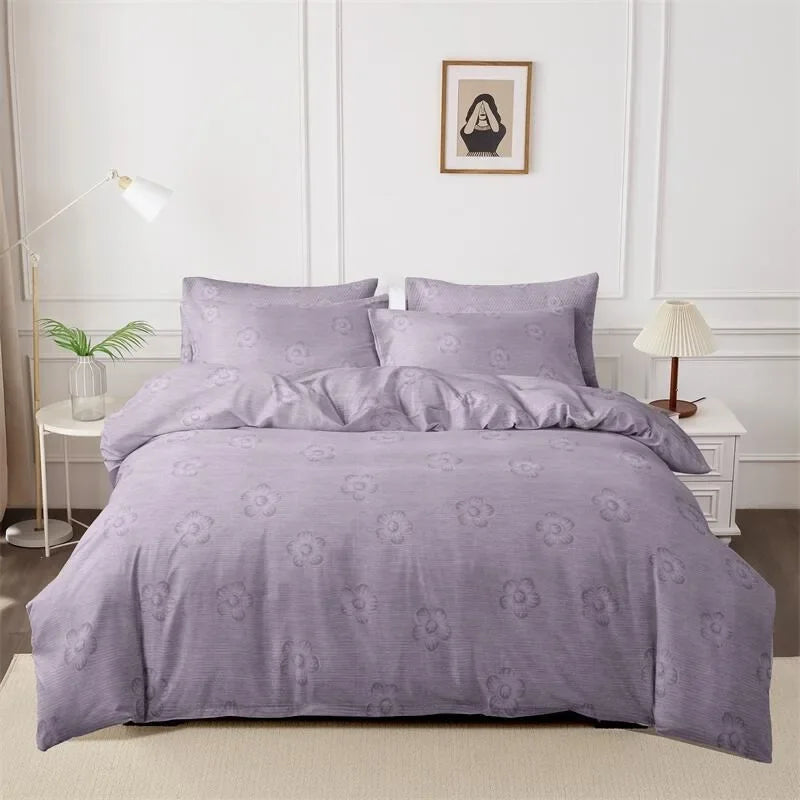 3pcs Printed Brushed Duvet Cover Pillowcase Three Piece Set High Quality Skin Friendly Fabric Bedding Cover (without Bed Sheet) Pi-Mart